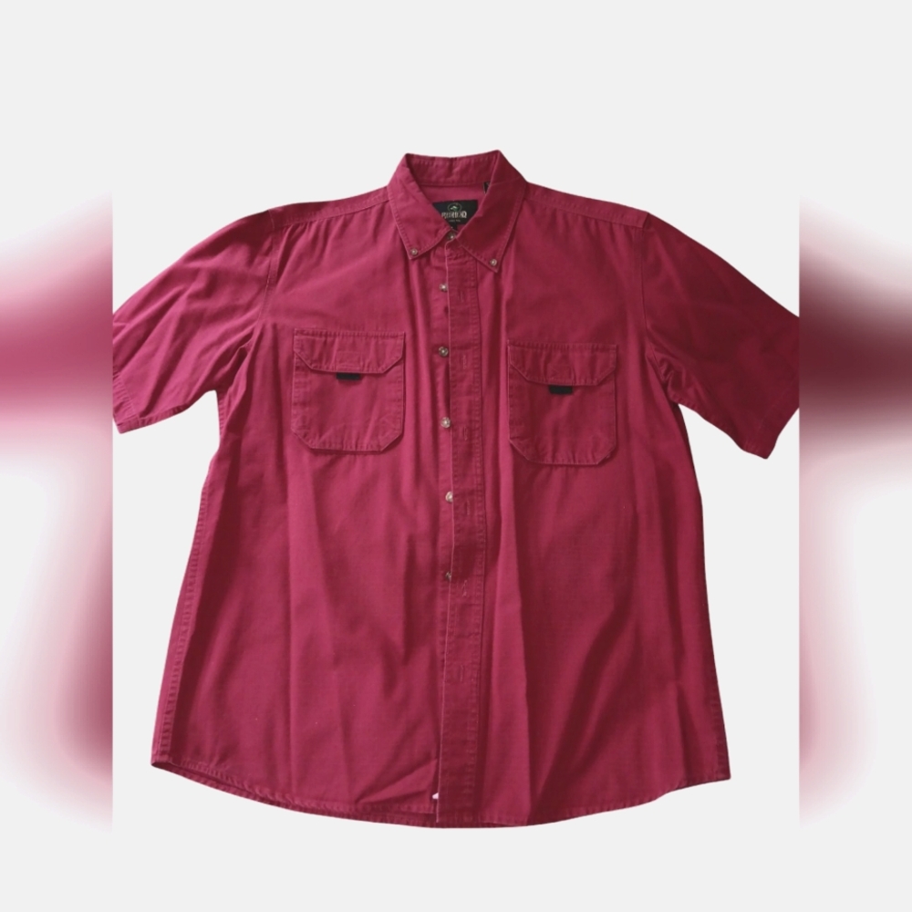 Men's REDHEAD Outdoor Short Sleeve Button-Up Shirt- Dark Red- Size Large